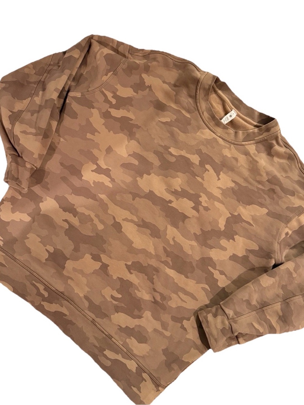 Lululemon Camo Orange Brown Crewneck Women’s Size 6 Pullover Sweatshirt Top